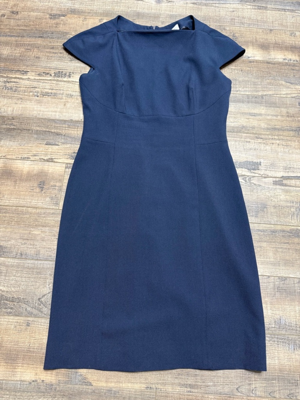 M.M. Lafleur Classic Navy Cap-Sleeve Sheath Dress